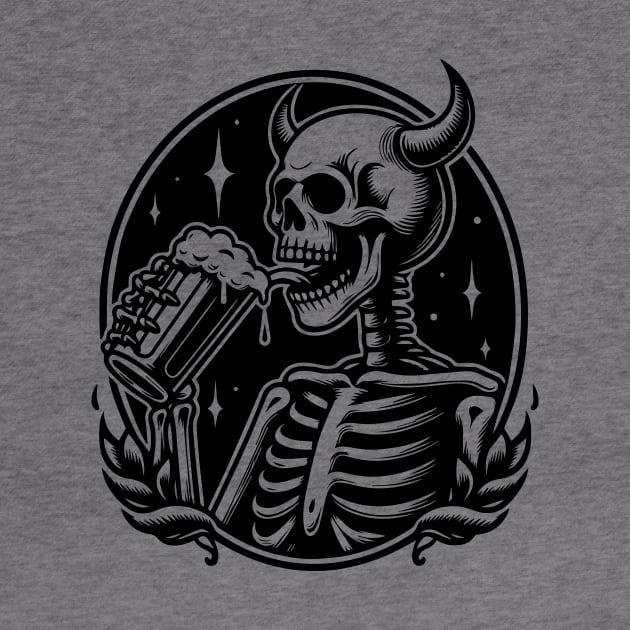 skeleton drinking beer by lkn